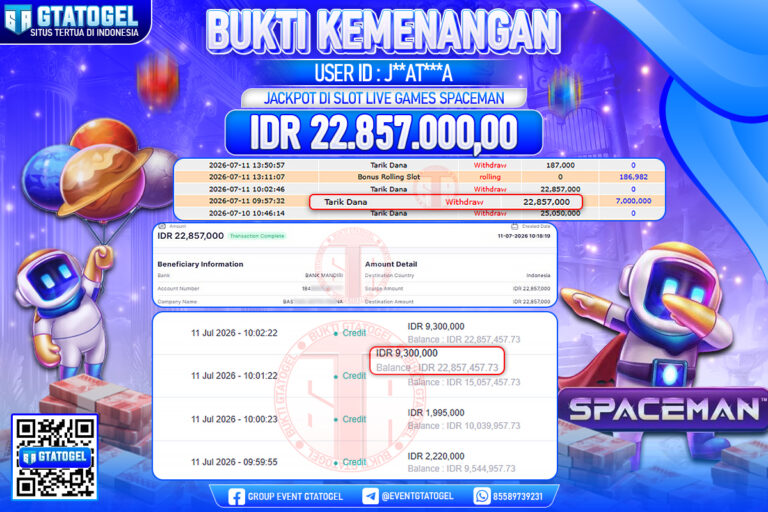 BUKTI WITHDRAW GTATOGEL KEMENANGAN JACKPOT DI SLOT LIVE GAMES SPACEMAN
