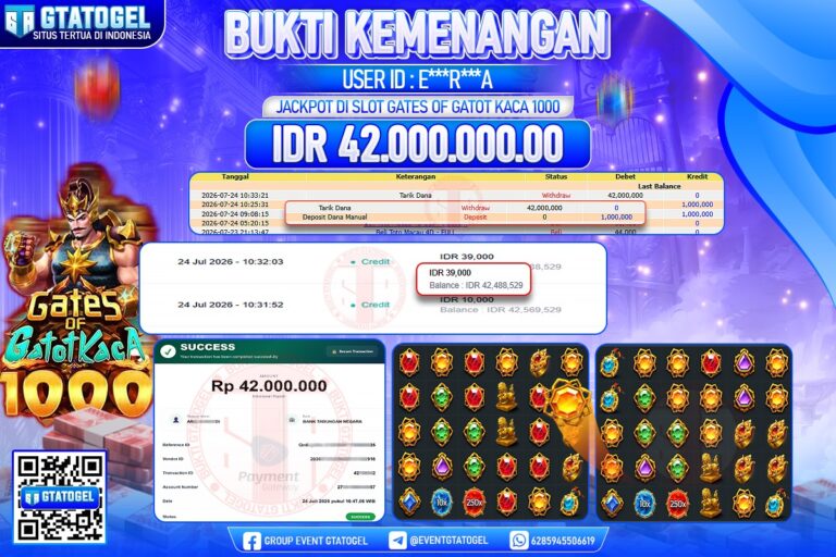 BUKTI WITHDRAW GTATOGEL KEMENANGAN JACKPOT DI SLOT GATES OF GATOT KACA 1000