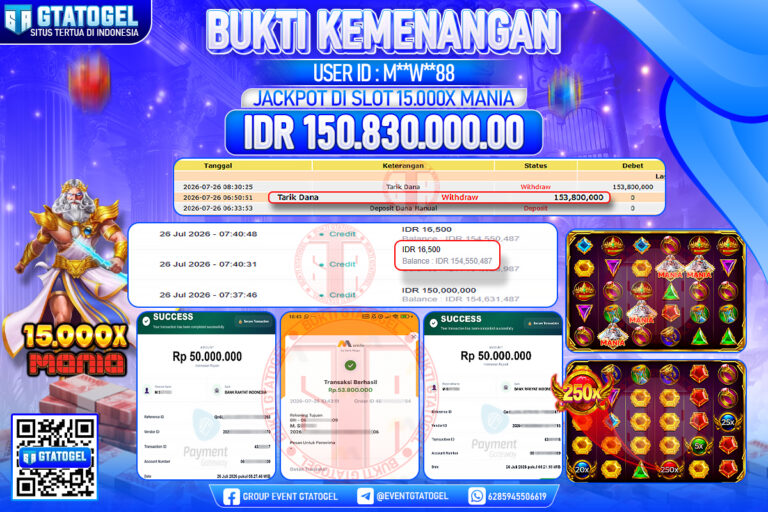 BUKTI WITHDRAW GTATOGEL KEMENANGAN JACKPOT DI SLOT 15.000X MANIA