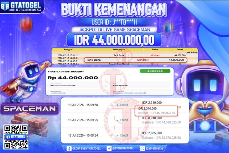 BUKTI WITHDRAW GTATOGEL KEMENANGAN JACKPOT DI LIVE GAME SPACEMAN