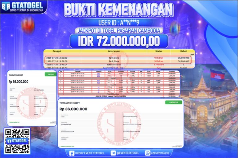 BUKTI WITHDRAW GTATOGEL KEMENANGAN JACKPOT DI TOGEL PASARAN CAMBODIA