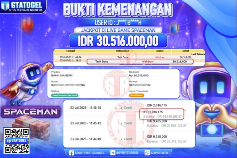 BUKTI WITHDRAW GTATOGEL KEMENANGAN JACKPOT DI LIVE GAME SPACEMAN