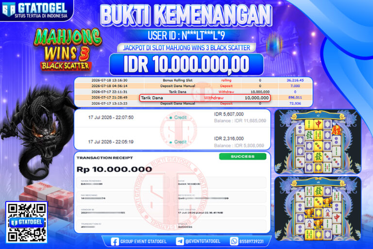 BUKTI WITHDRAW GTATOGEL KEMENANGAN JACKPOT DI SLOT MAHJONG WINS 3 BLACK SCATTER