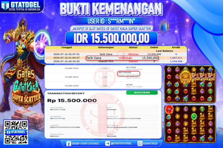 BUKTI WITHDRAW GTATOGEL KEMENANGAN JACKPOT DI SLOT GATES OF GATOT KACA SUPER SCATTER